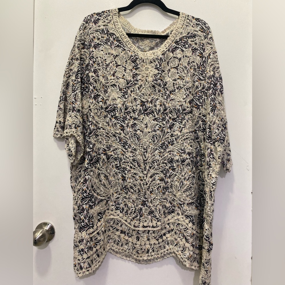 Solitaire Embroidery Boho Top Sz 2X